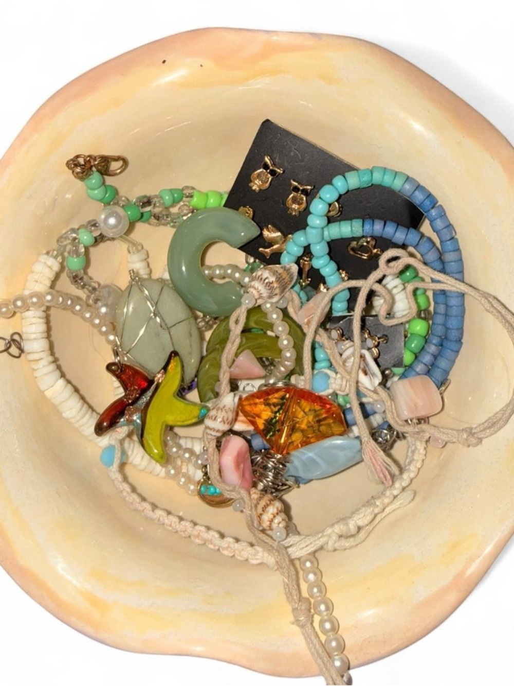 Bohemian Mixed Bead Necklace and Bracelet Set in Green, Turquoise, Blue